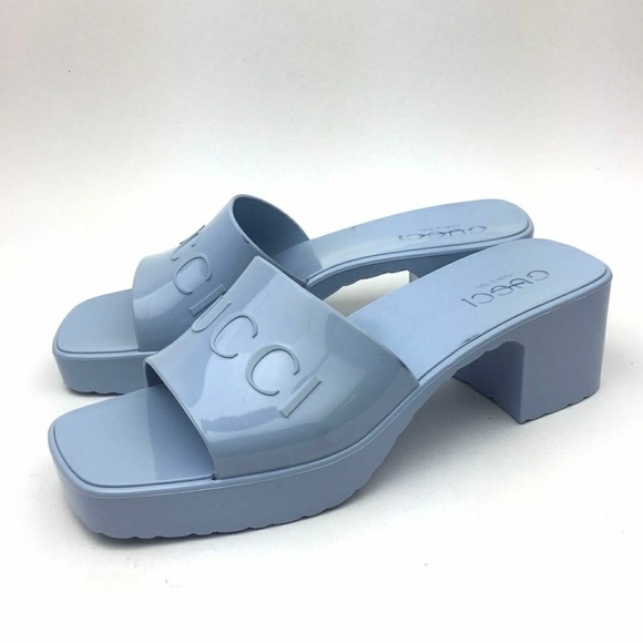 GUCCI Rubber Logo Platform Slide Sandal sz 6 - Picture 3 of 13